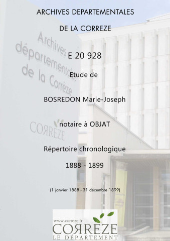 Répertoire chronologique : 1 janvier 1888-31 décembre 1899.