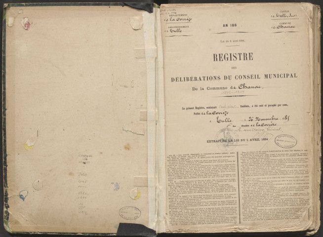Délibérations du conseil municipal. 14 février 1886-27 juillet 1919