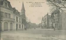 Brive-la-Gaillarde : "87. Brive - Avenue de la gare - Caisse d'épargne - Société générale et église Saint-Martin". Il s'agit en réalité de l'église Saint-Sernin.