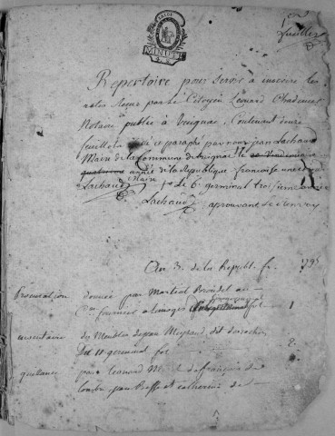 Répertoire chronologique : an III-1810