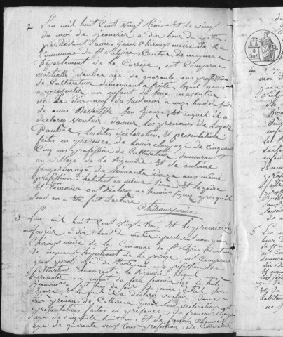 Naissances, mariages, décès (1823-1832)