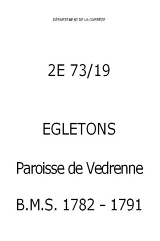 Baptêmes, mariages, sépultures (1782-1791)