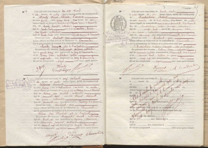 Naissances, mariages, décès (1913-1922).