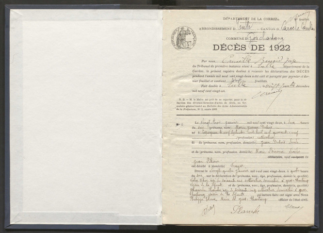 Décès (1922-1932).