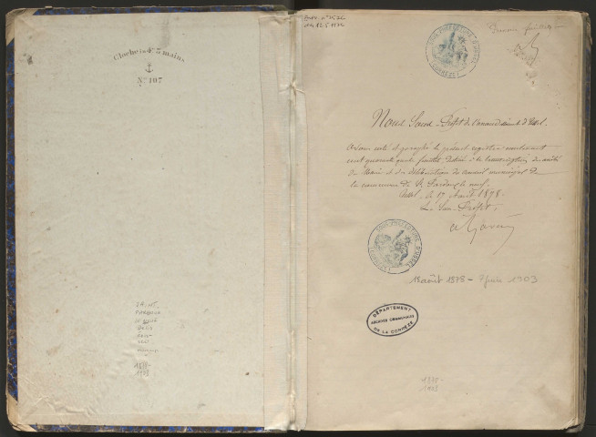 Délibérations du conseil municipal. 18 août 1878-07 juin 1903