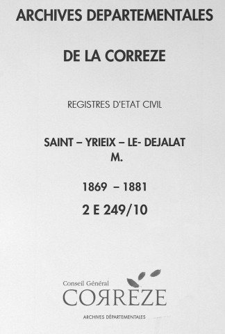 Mariages (1869-1881)