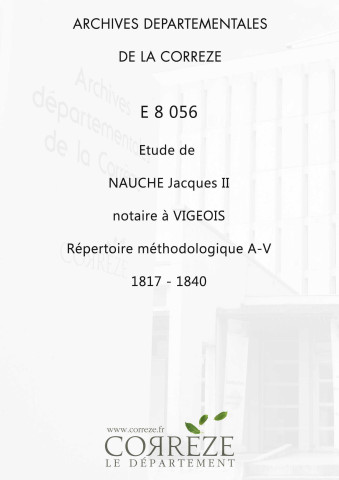 Répertoire méthodique : A-V