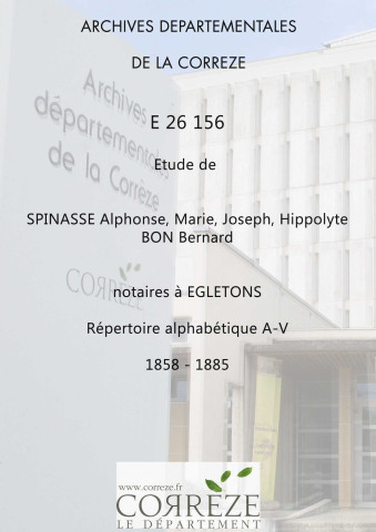 Répertoire alphabétique : A-V