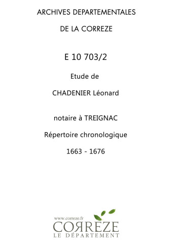 Répertoire chronologique : 1663-1749; 1667 (pièce isolée)