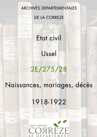 Naissances, mariages, décès (1918-1922).