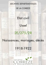 Naissances, mariages, décès (1918-1922).