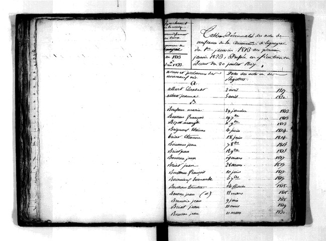 Tables décennales des naissances (1813-1822)