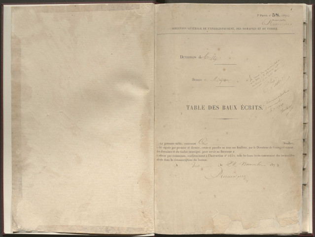 Table des baux écrits par communes