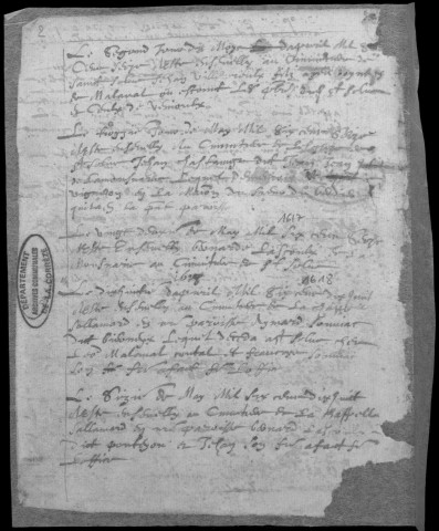 Baptêmes, mariages et sépultures (1615-1696)