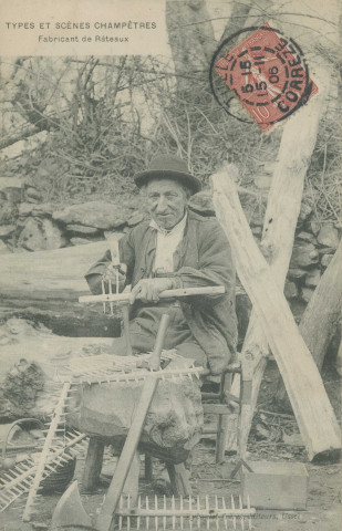 Folklore : "Types et scènes champêtres. - Fabricant de râteaux".