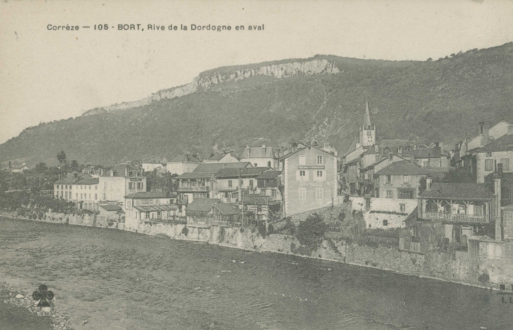 Bort-les-Orgues : "Corrèze - 105 - Bort, rive de la Dordogne en aval".
