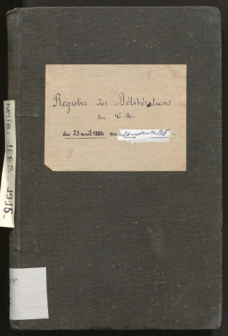 Délibérations du conseil municipal. 23 avril 1882-24 septembre 1916