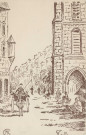 Tulle : "Tulle". Cathédrale et place Gambetta, dessin.