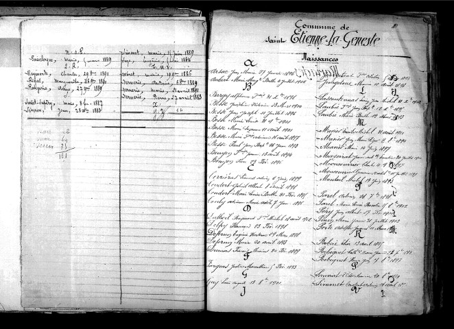 Tables décennales des décès (1883-1892)