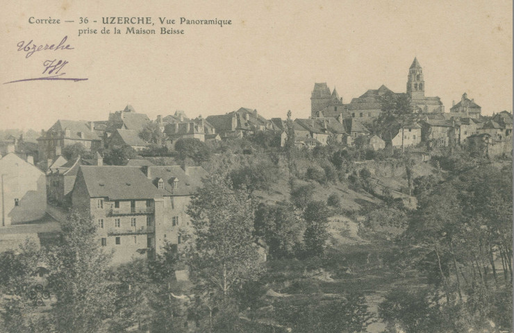 Uzerche : "Corrèze - 36 - Uzerche, vue panoramique prise de la Maison Beisse".