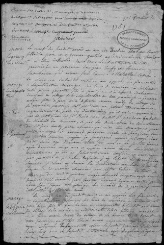 Baptêmes, mariages, sépultures (1751-1762)