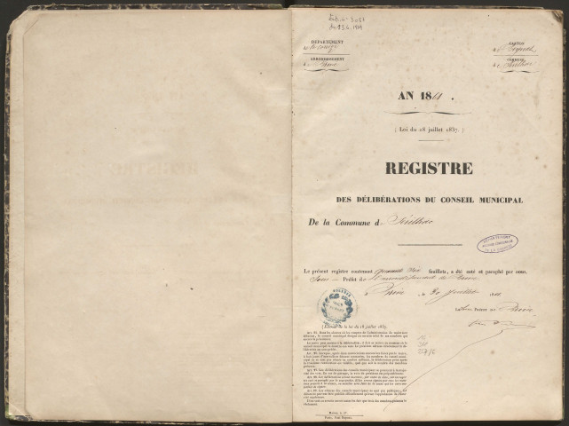 Délibérations du conseil municipal. 11 août 1861-25 juin 1871