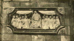 Panneau de bois sculpté représentant Saint-Etienne.