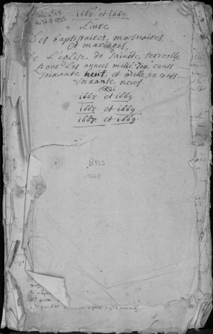 Baptêmes, mariages, sépultures (1668-1682)