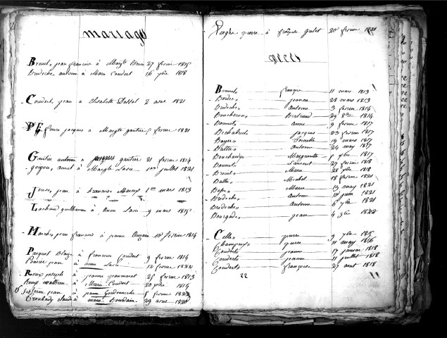 Tables décennales des naissances (1813-1822)