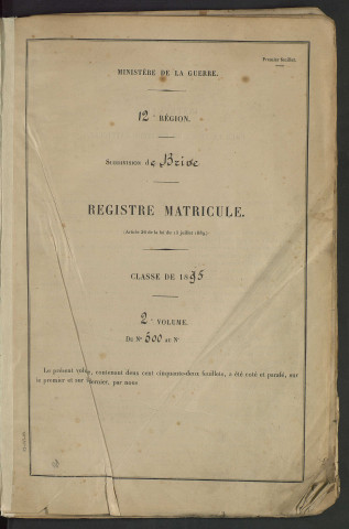 Classe 1895 : matricules 500 à 999.