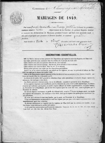 Mariages (1849-1868)