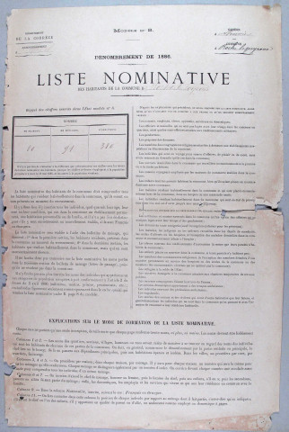 Population : listes nominatives (1886-1982).