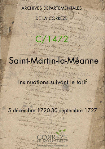 5 décembre 1720-30 septembre 1727