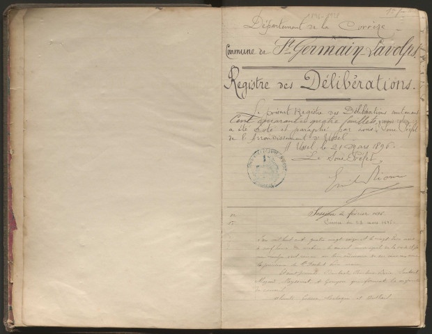 Délibérations du conseil municipal. 22 mars 1896-15 août 1928