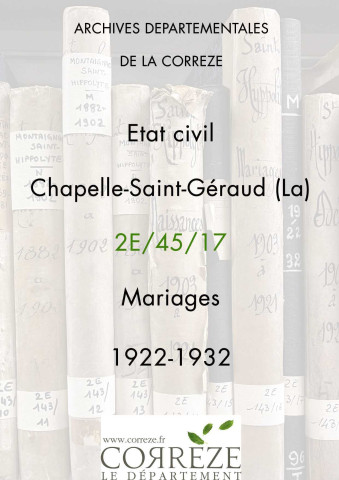 Mariages (1922-1932).