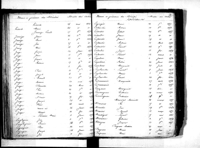 Tables décennales des décès (1853-1862)