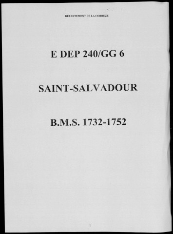 Baptêmes, mariages, sépultures (1732-1752)