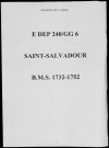 Baptêmes, mariages, sépultures (1732-1752)