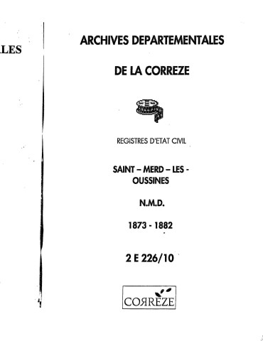 Naissances, mariages, décès (1873-1882)