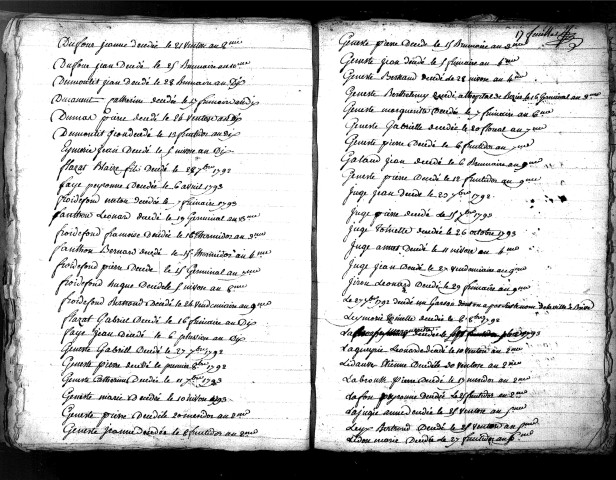 Tables décennales des décès (1792-1802)