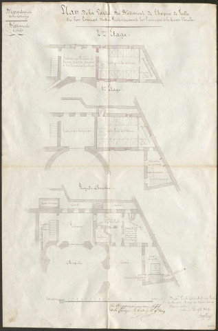 Construction : état des sommes, dépenses, rapports, devis, plan (profils en long, par Chardau (1819))
