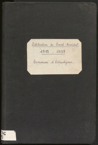 Délibérations du conseil municipal. 11 juillet 1915-14 avril 1935