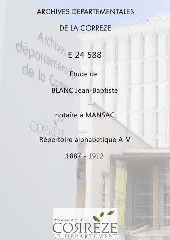 Répertoire alphabétique : A-V