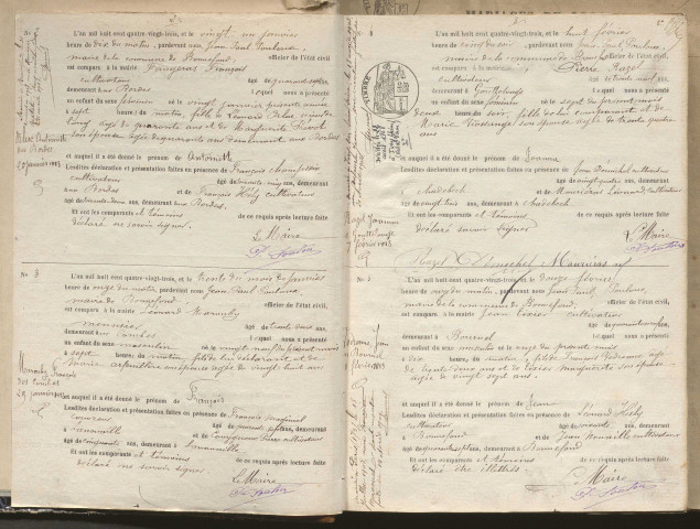 Naissances, mariages, décès (1883-1892)