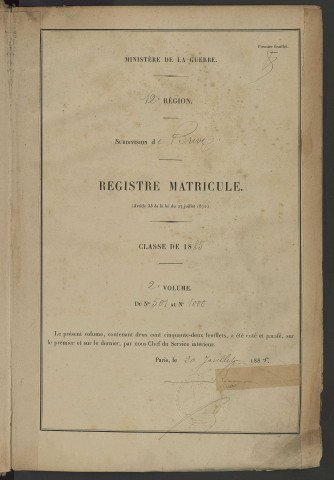 Classe 1885 : matricules 501 à 1000.