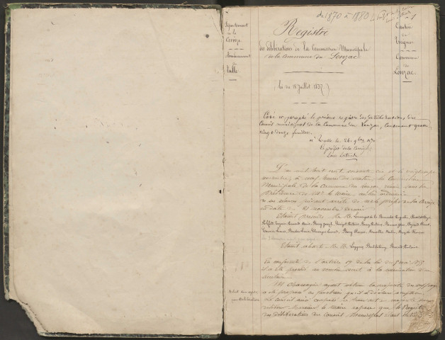 Délibérations du conseil municipal. 27 novembre 1870-19 décembre 1880