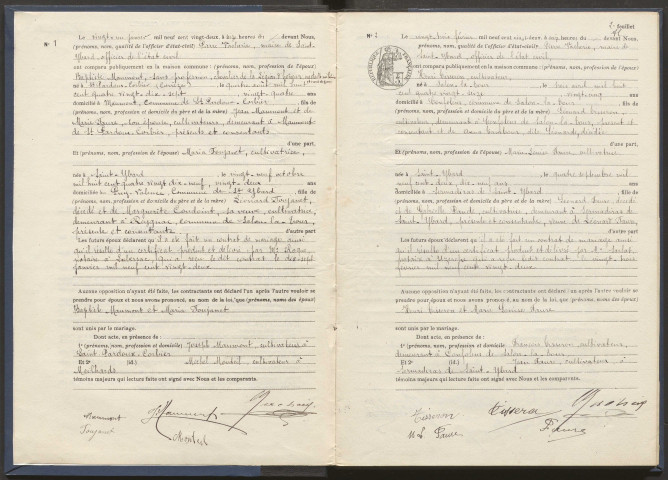 Mariages (1922-1932).