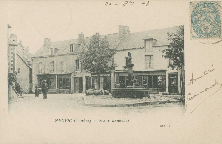 Neuvic : "Neuvic (Corrèze) - Place Gambetta".