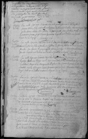 Baptêmes, mariages, sépultures (1766-1784)