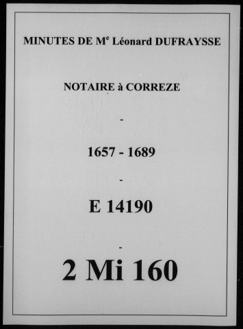 1657, janvier-juillet 1672, 1674, 1675, 1681, 1689